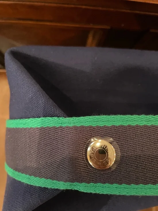 Hermès Bride-a-Brac Large Case – Blue with Green Stripes (Unused) - Picture 4 of 6